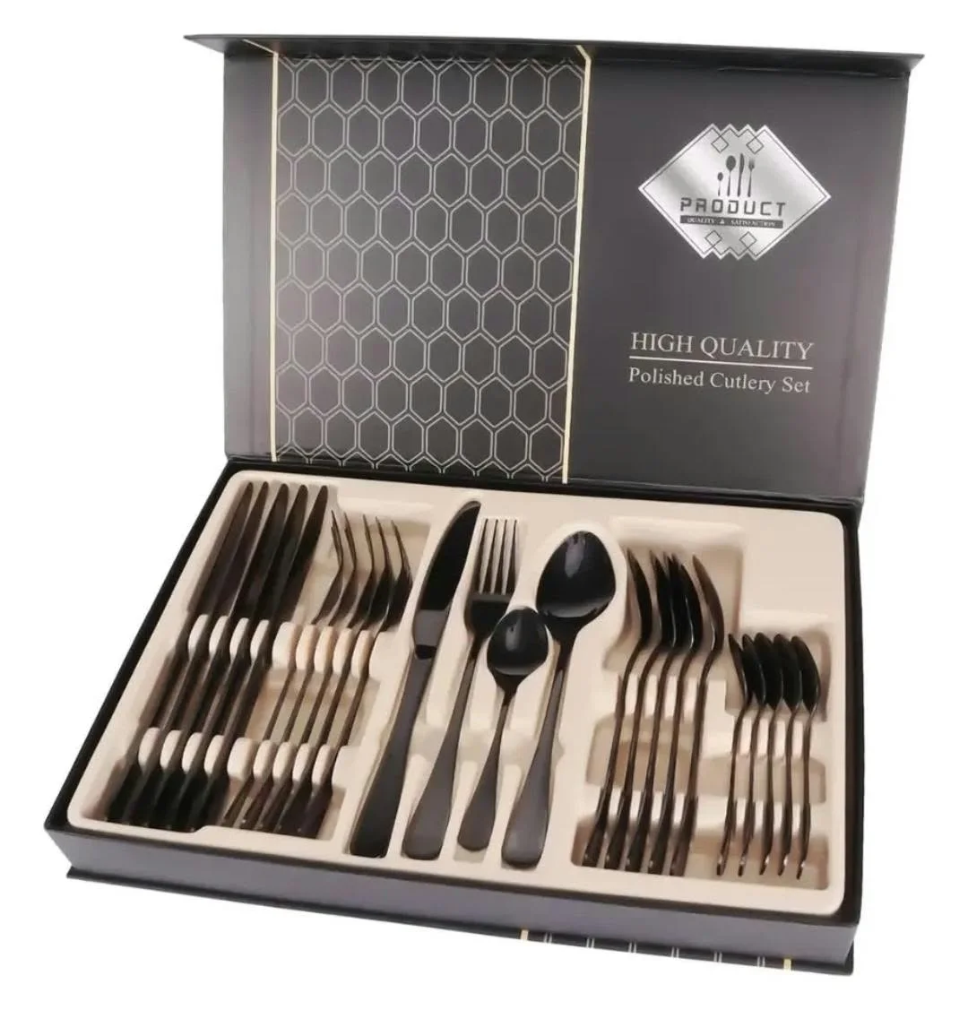 Set de cubiertos Negro 24 piezas
